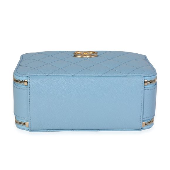Chanel Light Blue Quilted Caviar Chanel Top Handle Vanity Case - Picture 4 of 5